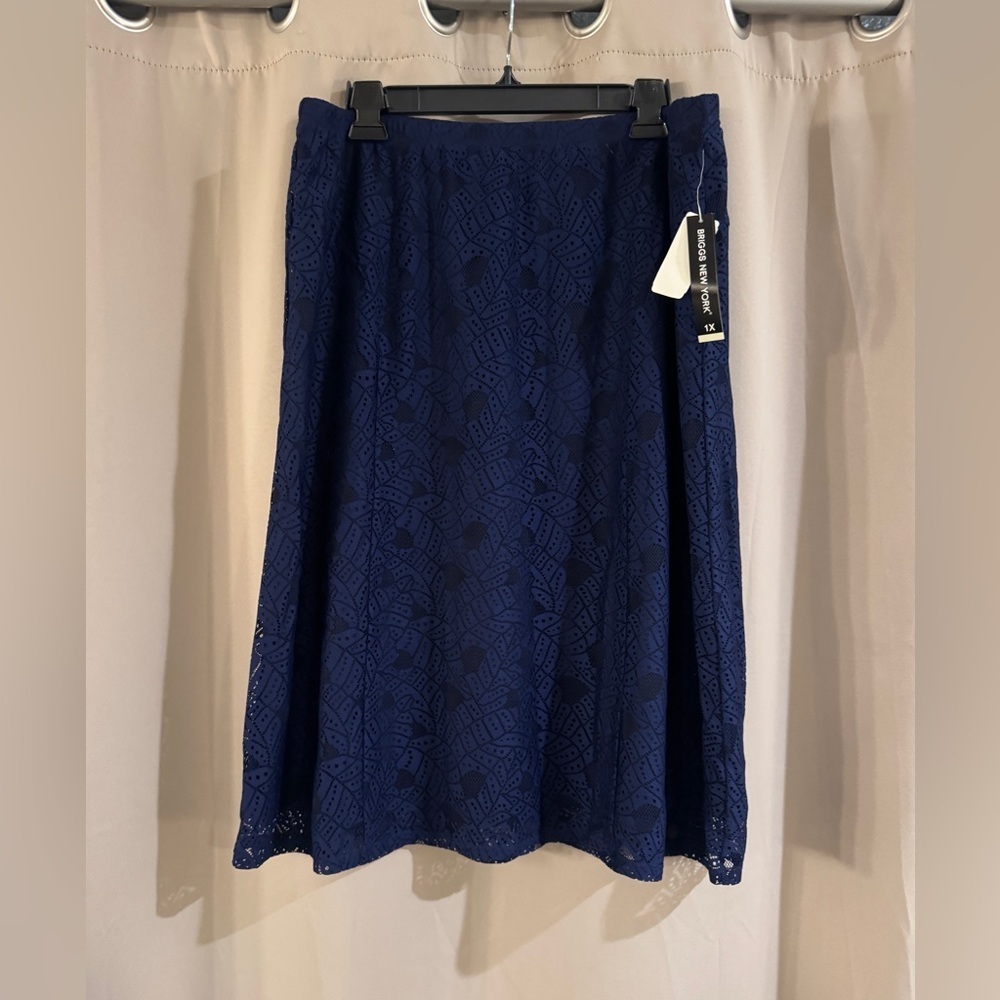 NWT Briggs New York Blue A-Line Lace Skirt